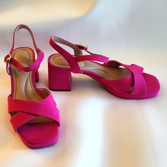 Kelly & Katie Liliena Platform Sandal Size 9.5 M Fuchsia Pink Strappy Dressy - Picture 2 of 16